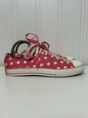 Converse ctas low Kids Pink white Polka Dot Canvas Sneakers